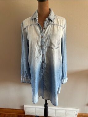 Live 4 Truth Light Blue Ombre Denim Button-Down Tunic/Shirtdress